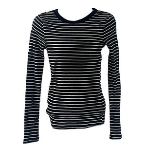 NWT Womens Long Sleeve Crewneck TShirt - Wild Fable - Black White Striped - S